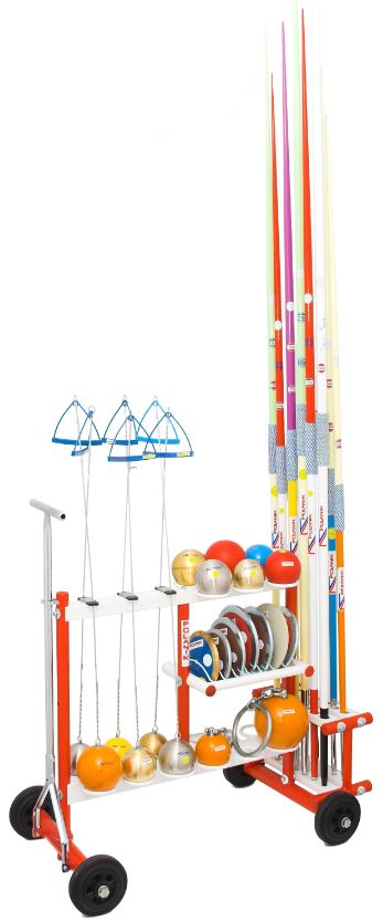 MULTI RACK A ROUES 6 marteaux, 12 poids, 7 disques, 12 javelots